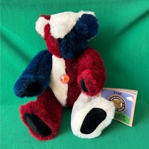 Vermont Teddybear Patriotic Patchwork Design Red White Blue USA 4th Of July Tags